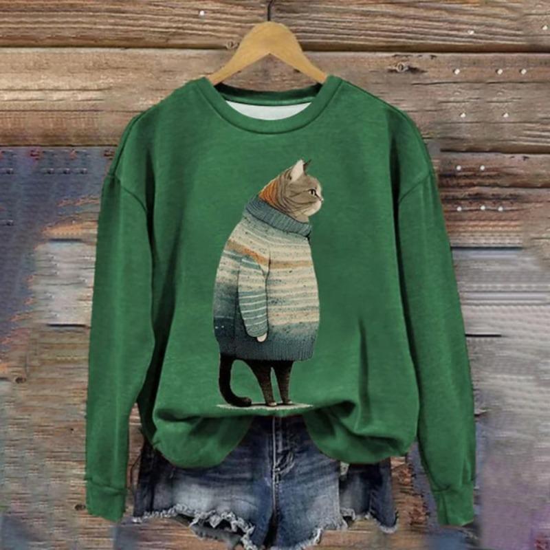 3D Милый Кот Принт Длинные Рукава Рубашки Весна И Осень Смешные Зимние Топы Стиль Кавайи Уличная Одежда Толстовки Свитшоты Для Женщин