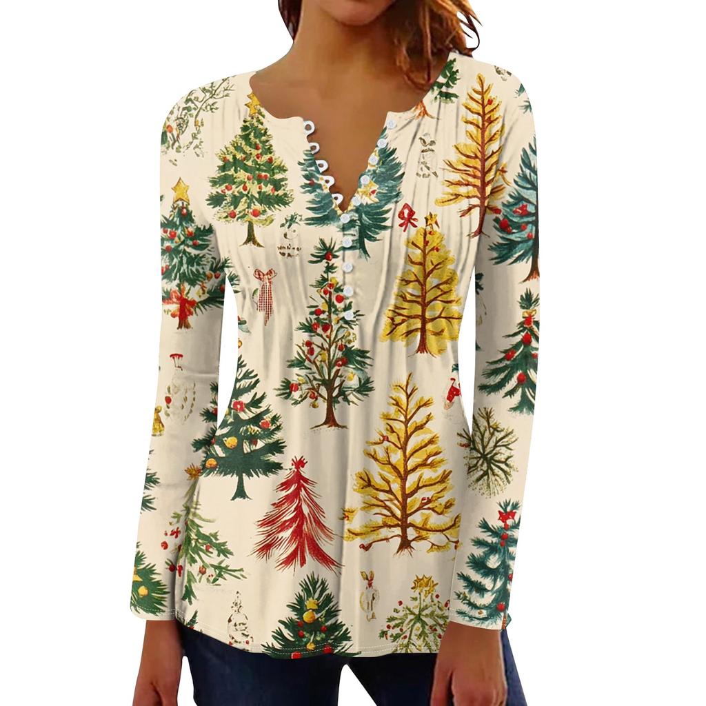 Рубашки с длинным рукавом для женщин, осенняя мода, нарядные повседневные блузки, модные плиссированные туники, топы для леггинсов, Рождество