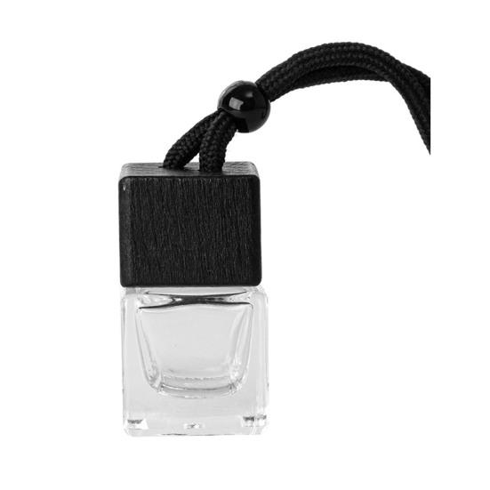 8ML Refillable Perfume Bottle with Wooden Lid Clear Glass Aromatherapy Essential Oil Empty Bottle Rearview Mirror Hanging Fragrance Bottle Home