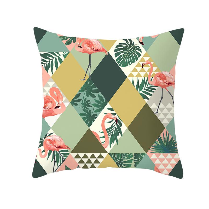 Summer Tropical Plant Flamingo Decorative Pillowcase Green Leaf Pillowcase Flamingo Pillowcase