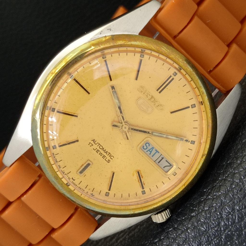 Seiko 5 АВТОМАТИЧЕСКИХ ВИНТАЖНЫХ 7009A ЯПОНИЯ МУЖСКИЕ ОРИГИНАЛЬНЫЙ ЦИФЕРБЛАТ ЧАСЫ a702390-5