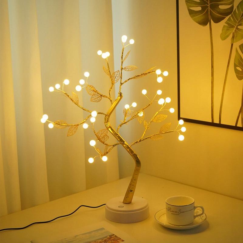 Led Tree Decorative Christmas Happiness Lights Beautiful Decoration Gold