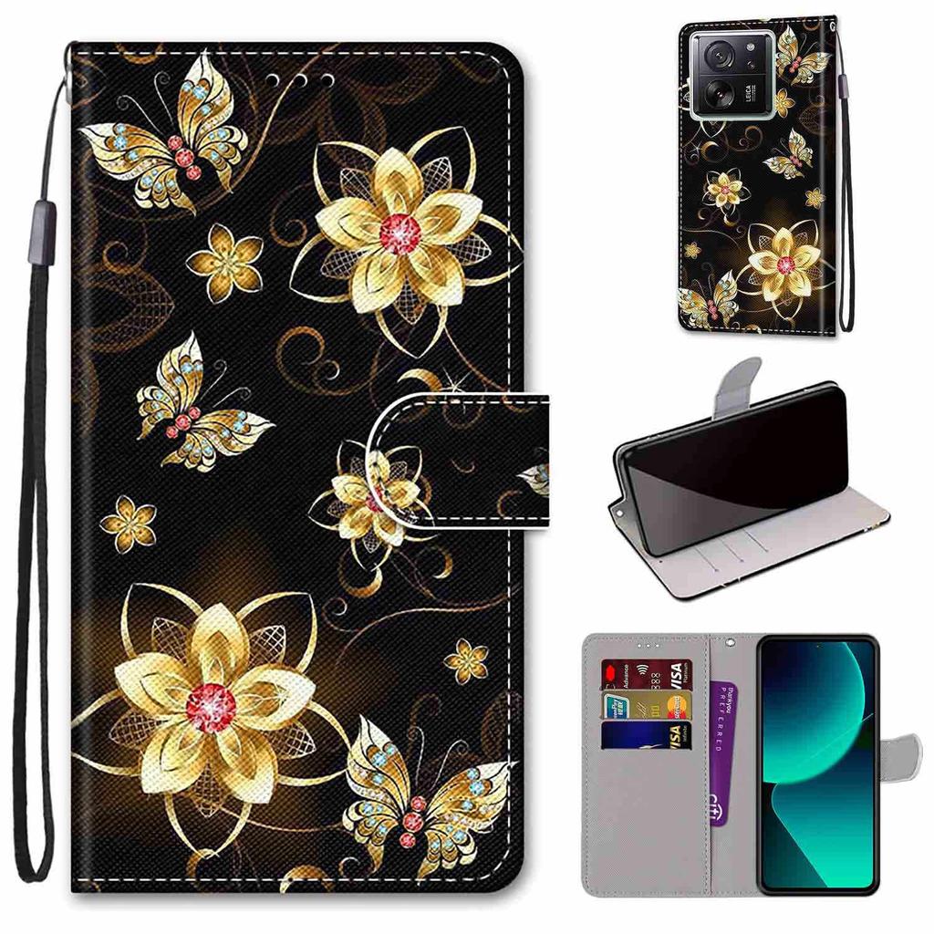 Модный расписной узорный чехол-книжка с ремешком для iPhone Samsung Huawei Honor Xiaomi Redmi OPPO Realme Moto Asus