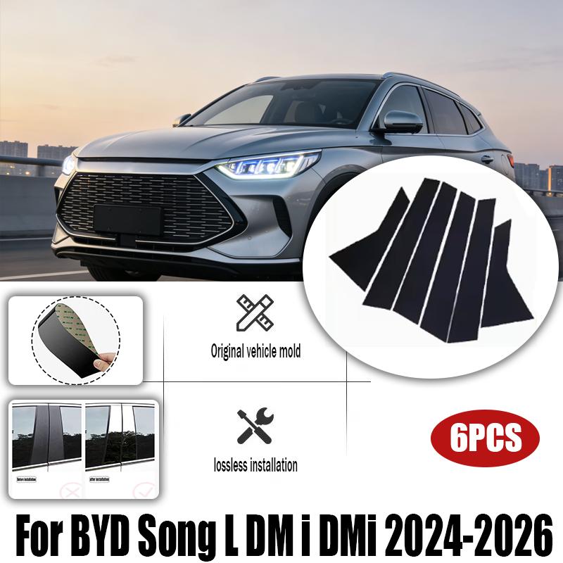 Car Center Pillar Sticker For BYD Song L DM i DMi 2024 2025 2026 Window Trim Cover Stickers Protective film Cars Accessories