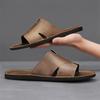 Fashion 2025 New Designer Men Genuine Leather Slipper Summer Fashion Slides Simple Sandals Comfortable Cool Beach Shoes