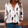 Women's T Shirt Tee Printed 3/4 Sleeve Daily Weekend Fashion Basic V Neck Regular Top
