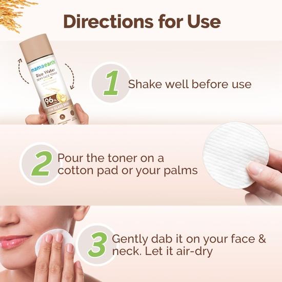 Mamaearth Тоник для лица на основе рисовой воды с рисовой водой и 4% ниацинамида для гладкой кожи, 150 мл | Интенсивно увлажняет | Сужает поры | Выравнивает тон кожи