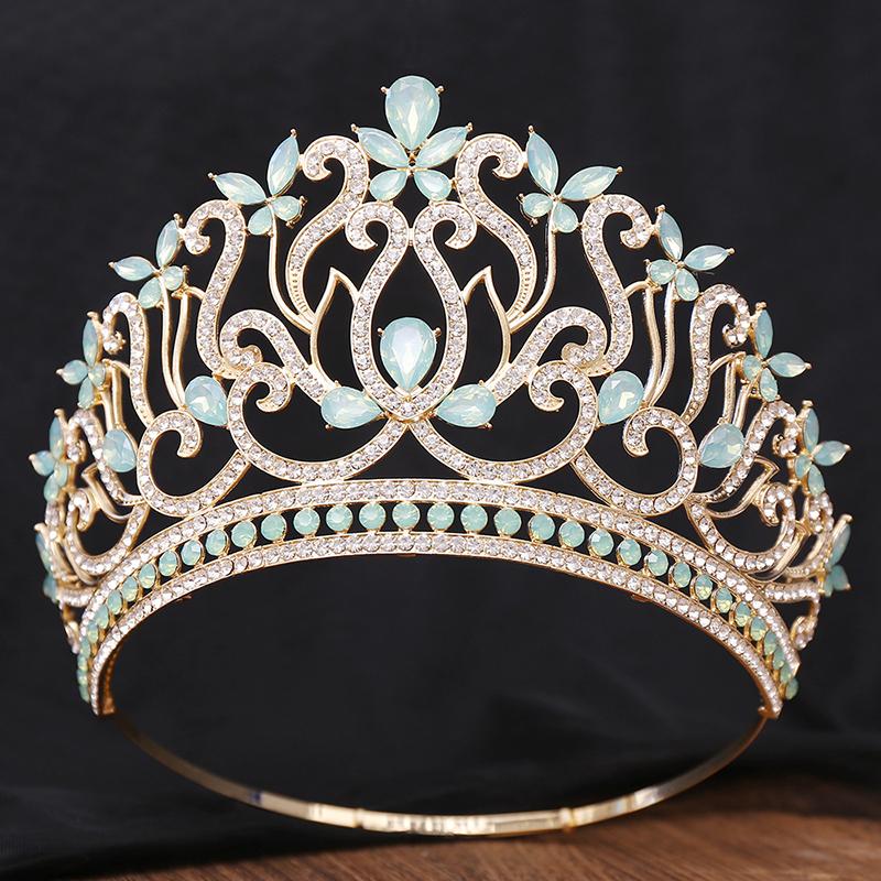 8 Colors Queen Round Crown High Tiaras and Crowns for Women Bridal Wedding Hair Jewelry Party Birthday Bride Headdress Pageant
