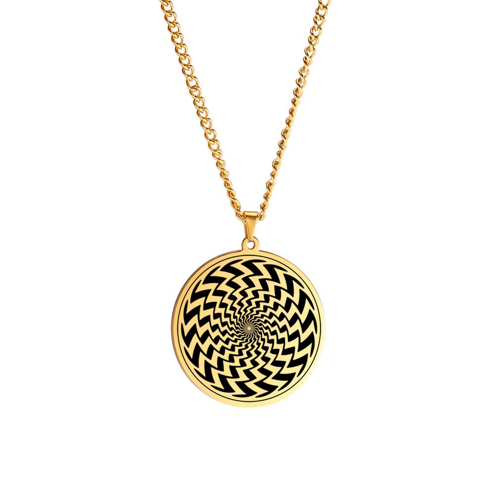 Dawapara The Illusion of Amulet Pendant Necklace Geometric Hypnosis Talisman Stainless Steel Jewelry Gift for Men Women