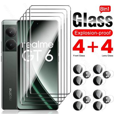 Realmi GT6 Стекло 8 в 1 3D Закаленное стекло для Realme GT 6T 6 T T6 5G Изогнутое Защитные стекла для объектива камеры RealmeGT6 RealmeGT6T