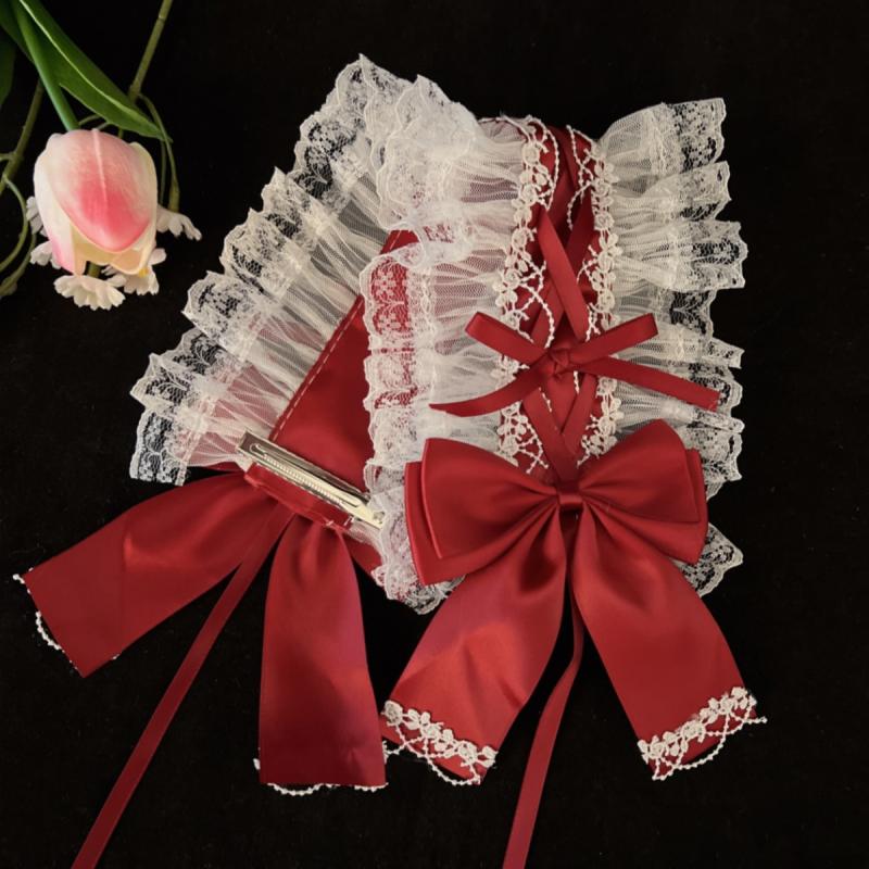 Женская повязка для волос Лолита Повязка на голову Сладкий бант Кружево Аксессуар Лолита Японская Лолита Горничная Универсальный Каваи Головной убор