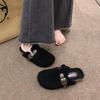 Женские французские шерстяные тапочки Birkenstock с бархатной подкладкой, осенне-зимний дизайн с закрытым носком