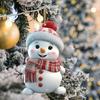 Деревянные рождественские украшения в виде снеговика, мультяшный снеговик в шляпе и шарфе, украшение на рождественскую елку для зимнего фермерского праздника