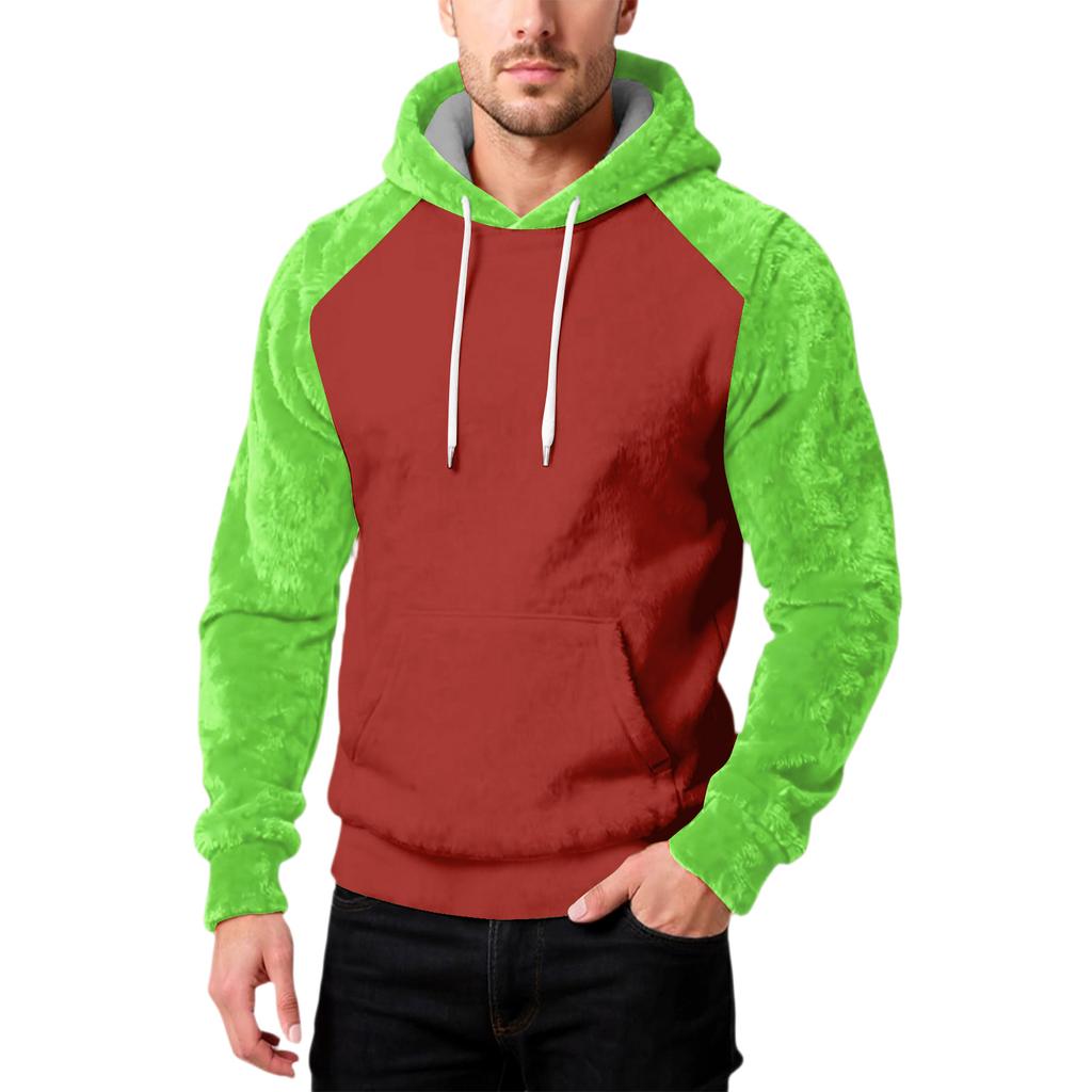 Мужская Мода Досуг Капюшон Капюшон Плюшевый Длинный Рукав Толстовка
