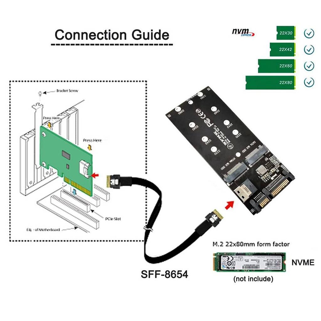 Адаптер NFHK SSD NVME PCIe SSD SATA для комплекта U2 NGFF M Key SF-8654 SF-8654