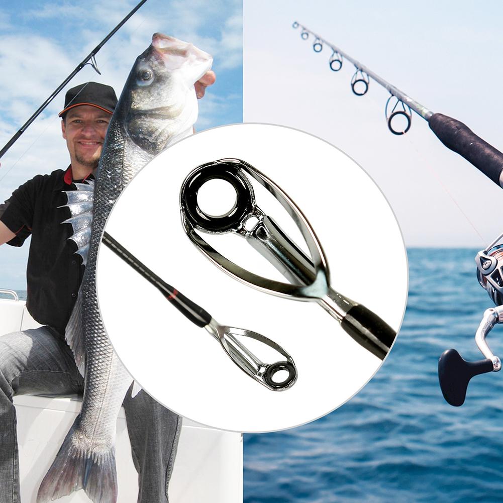10/40pcs Fishing Rod Guide Ring Stainless Steel Ring Rod Guides Tip Tops Replacement Smooth Convenient Outdoor Accessories