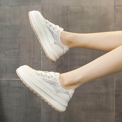 Корейская обувь на танкетке, баскетбольные туфли, женские сабо на платформе, с круглым носком, повседневные кроссовки Modis, летние, маленькие, спортивные, дышащие, Creepe