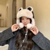 Women's Winter Leather Plush Lei Feng Hat with Panda Earmuffs - Windproof and Cute for Outdoor Cycling