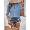GMXIA Spring Summer V-neck Bubble Sleeve Hollow Sleeve Hairball Lace T-shirt Top Woman