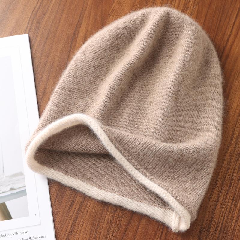 Winter Hat Regardless Of Gender 100% Merino Wool Knitted Women's Soft Warm Bean Hat Outdoor Curly-brimmed Hat