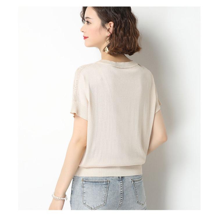 Женская трикотажная рубашка Ice Silk, футболка с короткими рукавами, летний новый дизайн, универсальный топ