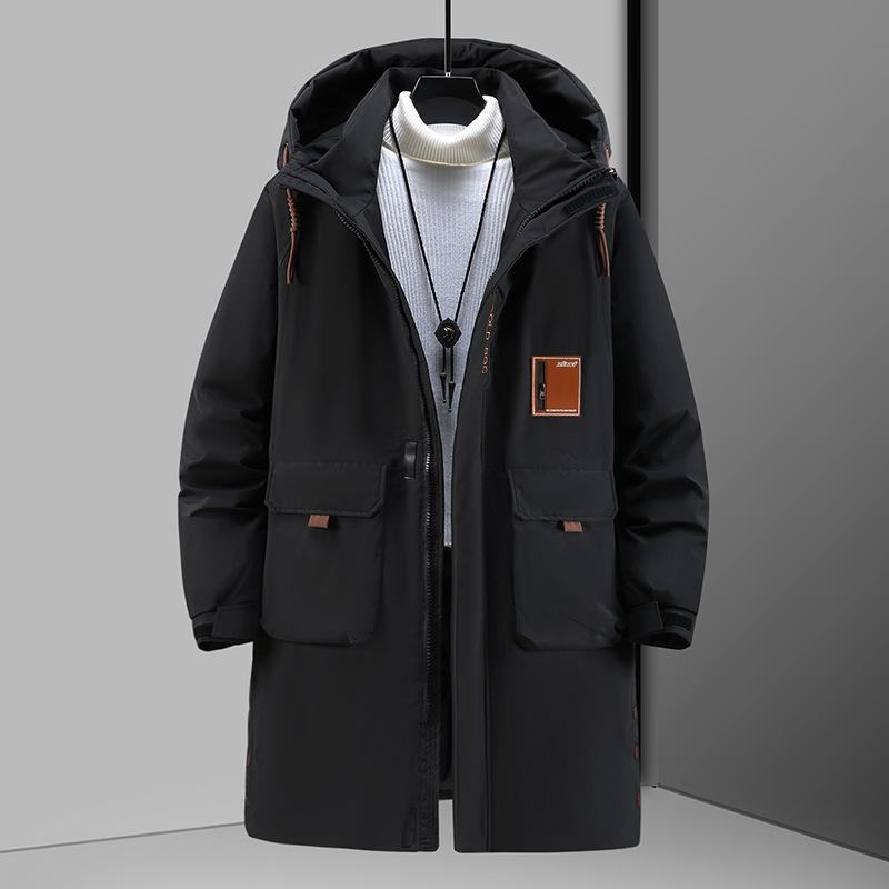 Men's Plus Size Big Tall Winter Coat Thickened Long Loose Fit Cotton Padded Jacket with Slit 4XL-12XL