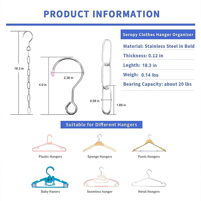 Подвесные цепные крючки Кольцевая вешалка Бытовые инструменты Компактная вешалка Металлические каскадные вешалки-цепи