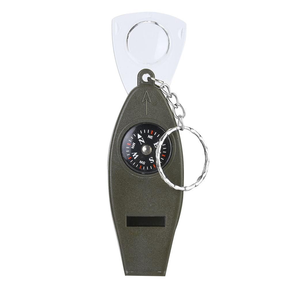 Портативный многофункциональный свисток 4 в 1 с компасом, лупой, термометром для выживания на открытом воздухе