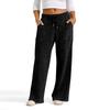 Womens Casual Wide Leg Elastic Waist Ribbed Knit Loose Bottoms With Pockets Soft Pants