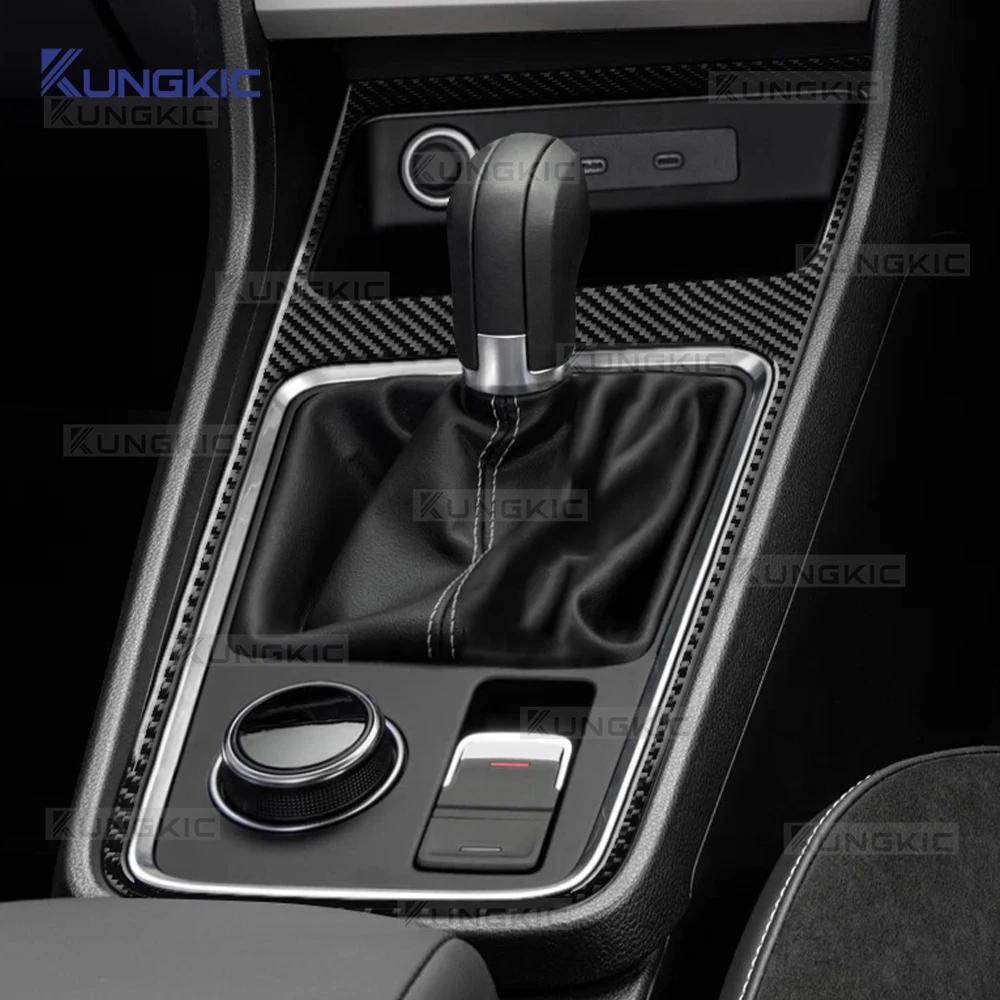 Real Soft Carbon Fiber For SEAT Ateca 5F 2016 2017 2018-2025 Cupra Ateca 5F 2018-2025 LHD RHD Car Gear Shift Panel Trim Sticker