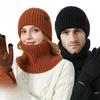 Winter Thick Hat, Scarf, Touch Screen Gloves, Three-piece Set, Outdoor Warm Wool Hat