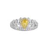 S925 Sterling Silver Crown Ring for Women with Yellow Teardrop Diamond and Pear-Shaped Wheat Ear Design.