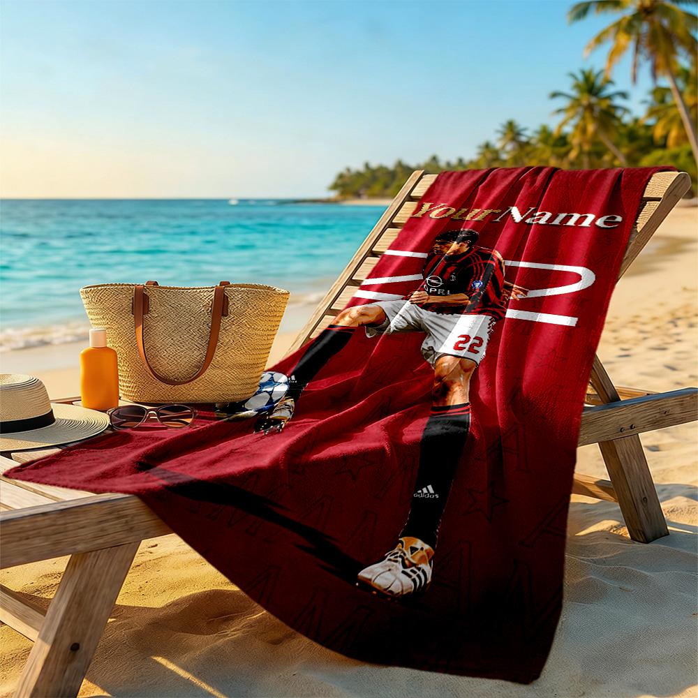 Ac Milan Customized Name Beach Towel Quick-Dry Soft Microfiber Suitable for Swimming Gym Camping Yoga Vacation