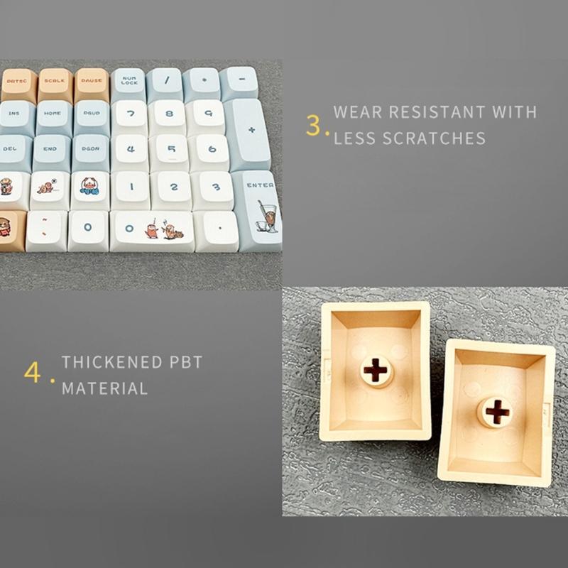 Keycaps 127PCS LittleOtter Keycaps XDA File Full Set Keycap DyeSubbed Thick PBT for Gaming Mechanical Keyboard