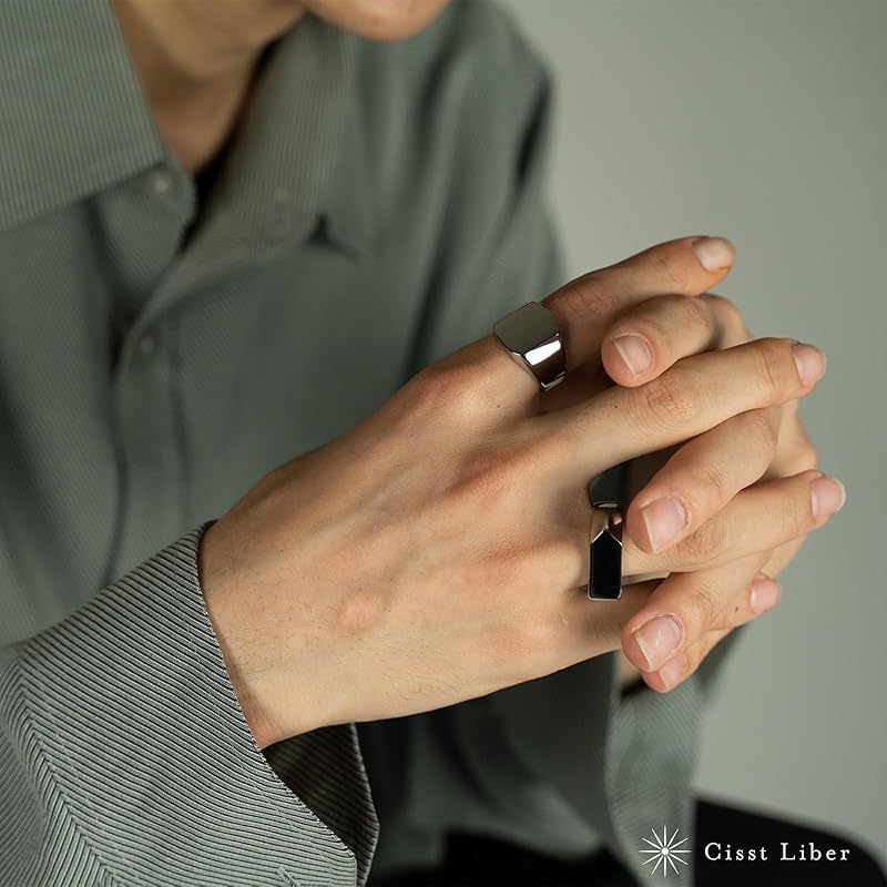 [Cisst Liber] Signet Ring Mens Ring Ring Ring Men's Seal Stand Seal Stand Ring Signet Surgical Stainless Steel Stainless Silver No. 21 ~ No. 22