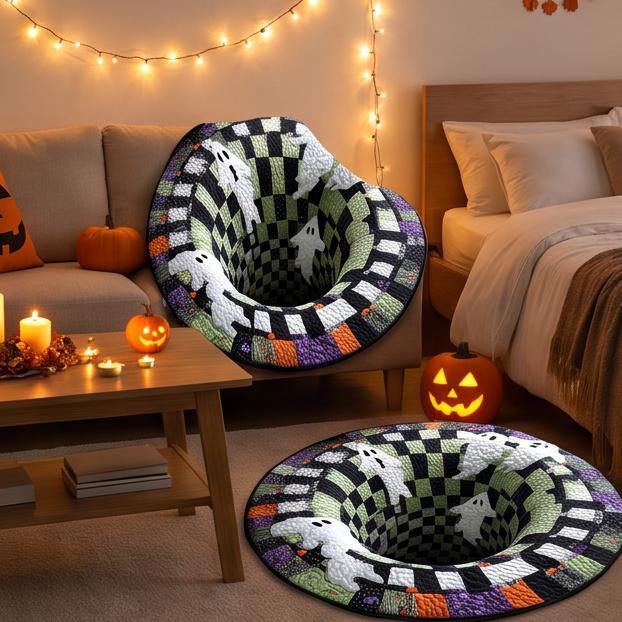 Halloween 3D Visual Ghost Decorative Rug - Festival Carpet for Bedroom Bedside Sofa Coffee Table Haunted House Decor