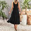 Женские повседневные летние платья, однотонные платья-майки без рукавов, расклешенные сарафаны миди, длинные