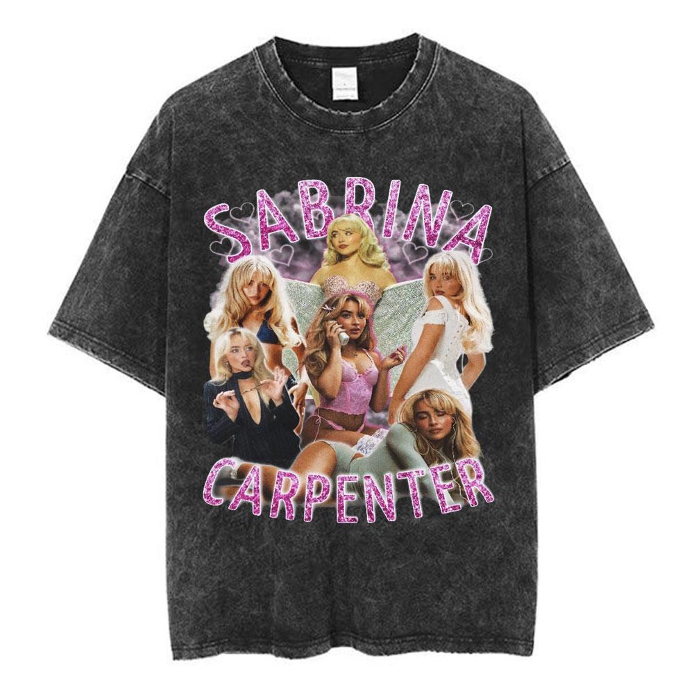 Sabrina Carpenter Short N Sweet Tour Стирка Графическая Футболка Мужчины Женщины Лето Хлопок Повседневная Оверсайз Короткий Рукав Футболки Топы