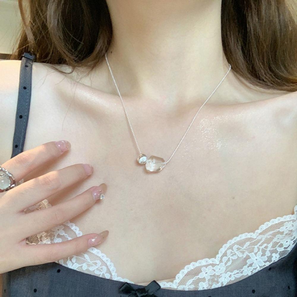 Модное ожерелье с кулоном из серебра 925 пробы с жемчугом и тонкой цепочкой для женщин и девушек
