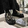 Fashion Summer Women Slippers Platform Rivets Punk Rock Leather Mules Creative Metal Fittings Casual Party Shoes Female Outdoor Slides