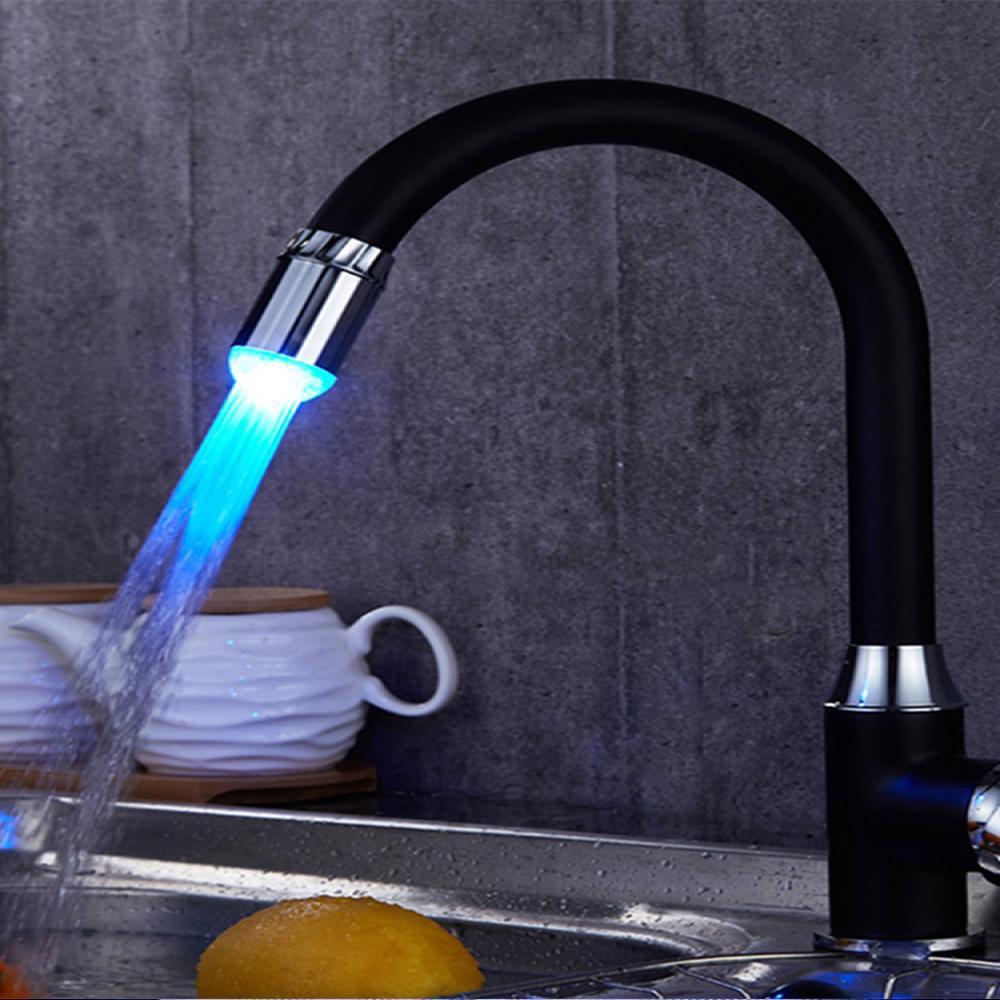 Светодиодная потоковая лампа для крана, 7 цветов, переменный свет, смеситель для душа, датчик давления, температура в ванной, кухонные аксессуары