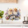 Cartoon Couple Bird Flowers Green Plant Glass Cabinet Window Door Decoration Wall Stickers Home Beautification