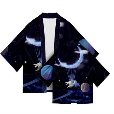 Летняя рубашка с принтом на рукавах, кимоно-кардиган, свободная, большого размера, трендовая женская