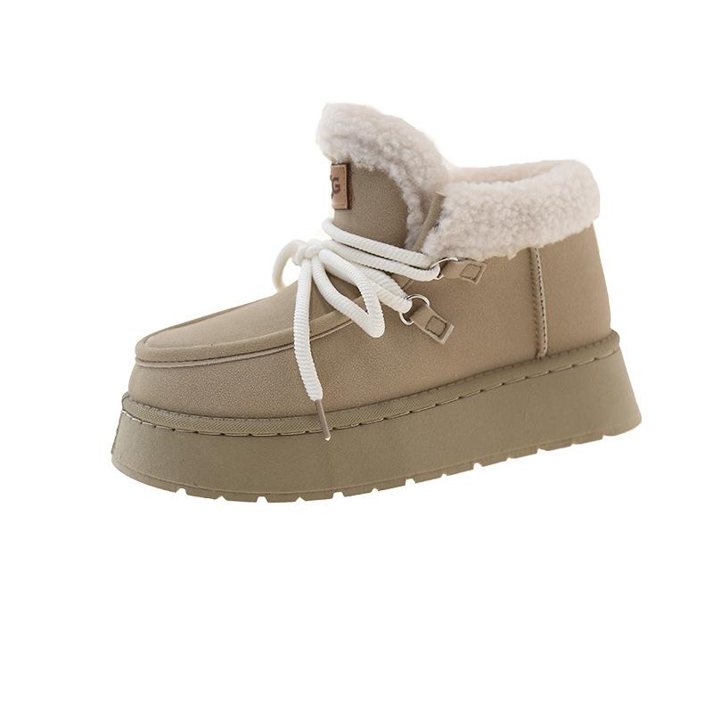 Зимняя новая бархатная женская обувь повседневная теплая хлопковая обувь толстая подошва увеличивающая рост большой размер зимние ботинки женские ботинки-хлебушки