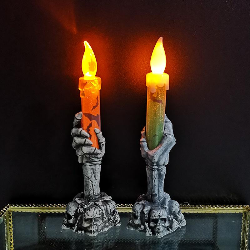 Halloween Skull Candlestick Led Light Skull Ghost Hand Flameless Candle Light Party Bar Decoration Halloween