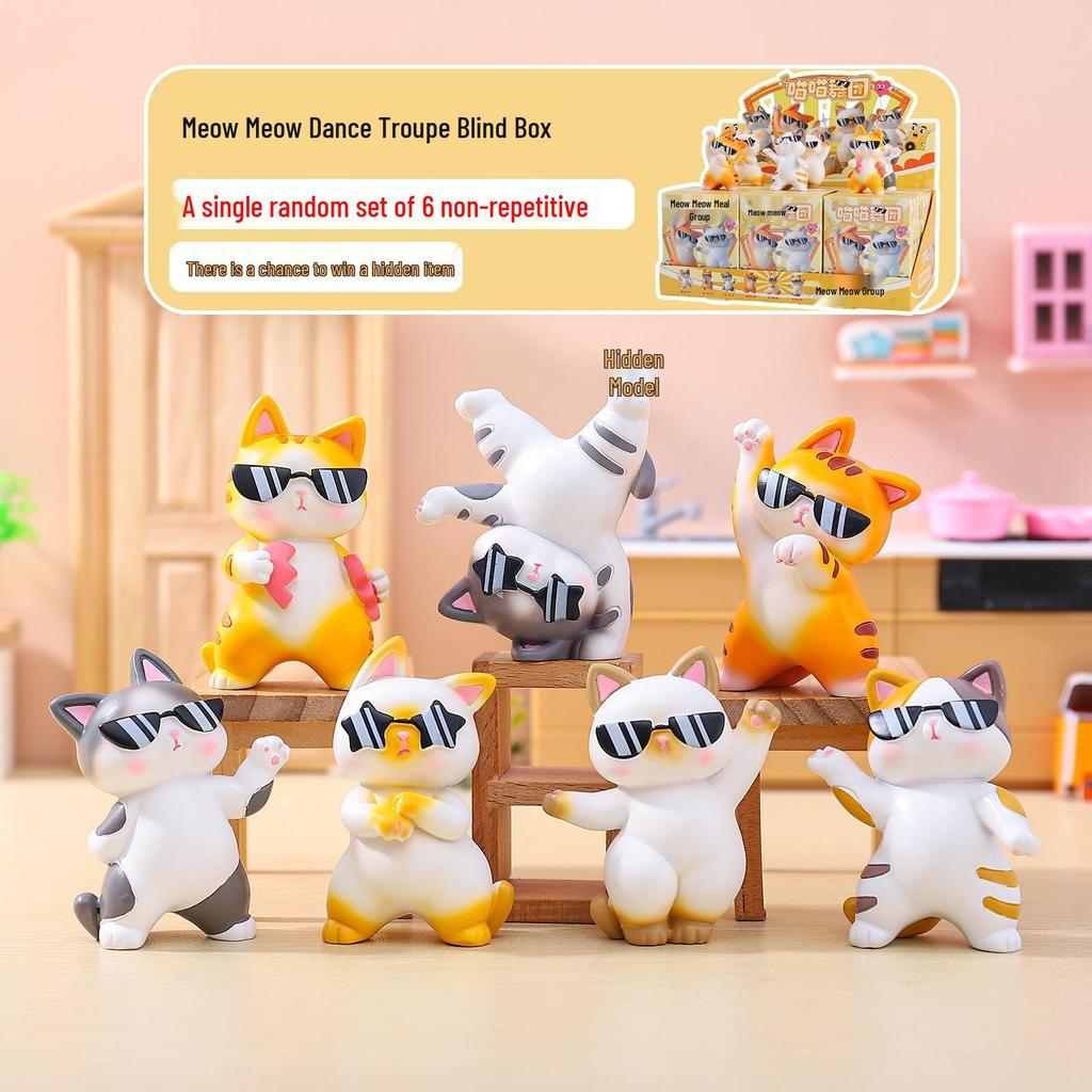 Whimsical Meow Collection Blind Box: Healing Kitten Resin Figurine Gift for Friends, Classmates, and Dorm Decor