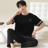 Summer Men's Pajamas Short Sleeves Long Pants Pijamas Suits Thin Sleepwear Can Be Worn Outside Cotton Home Wear Sports Pyjama
