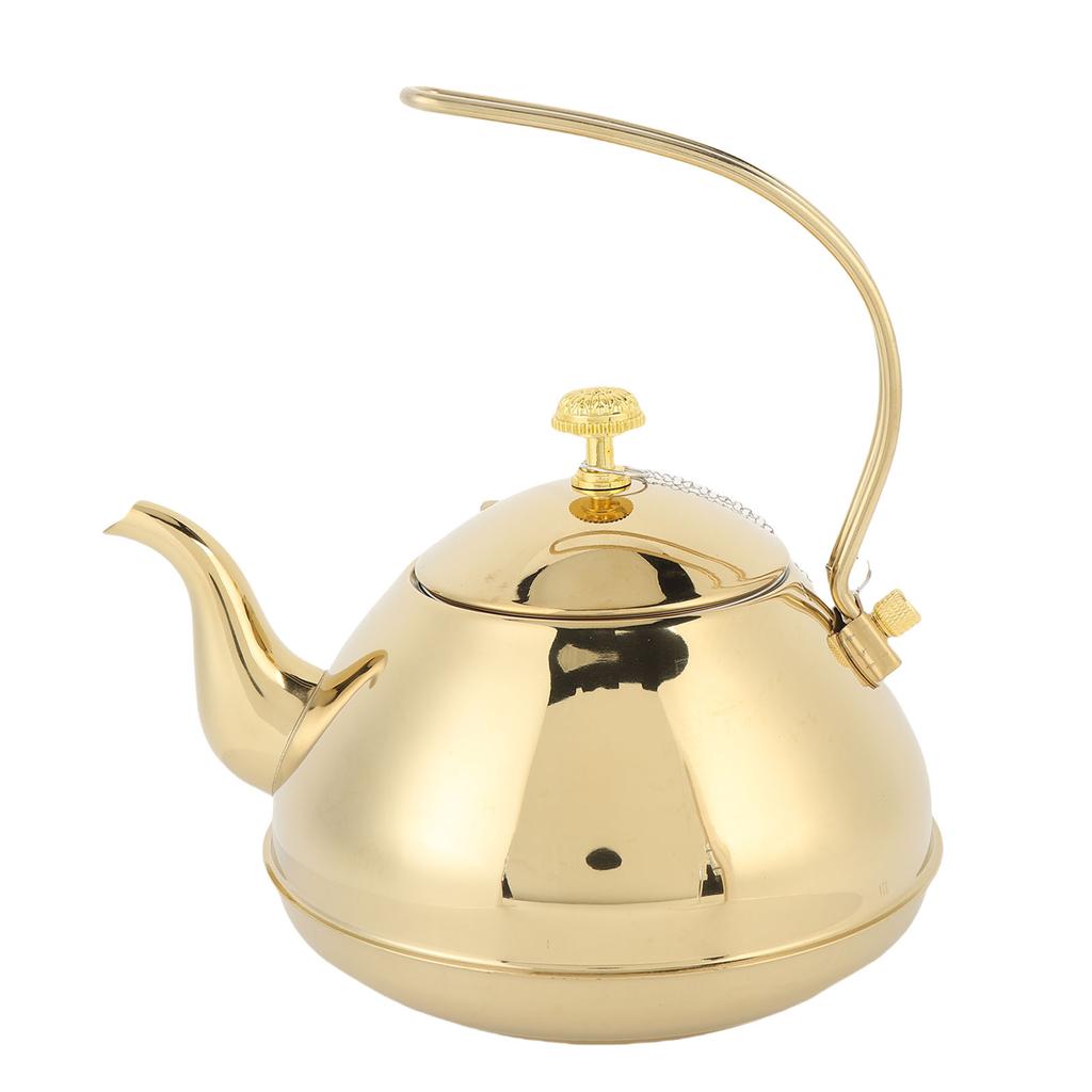 Gold 1.5L Stainless Steel Teapot Brewing Tea Kettle with Strainer for Restaurant and Home