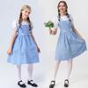 Girl's Blue Gingham Dress Kansas Girl Halloween Fancy Party Dress-up Costume Fairytale Musical Movie Character Cosplay Outfit for Kids
