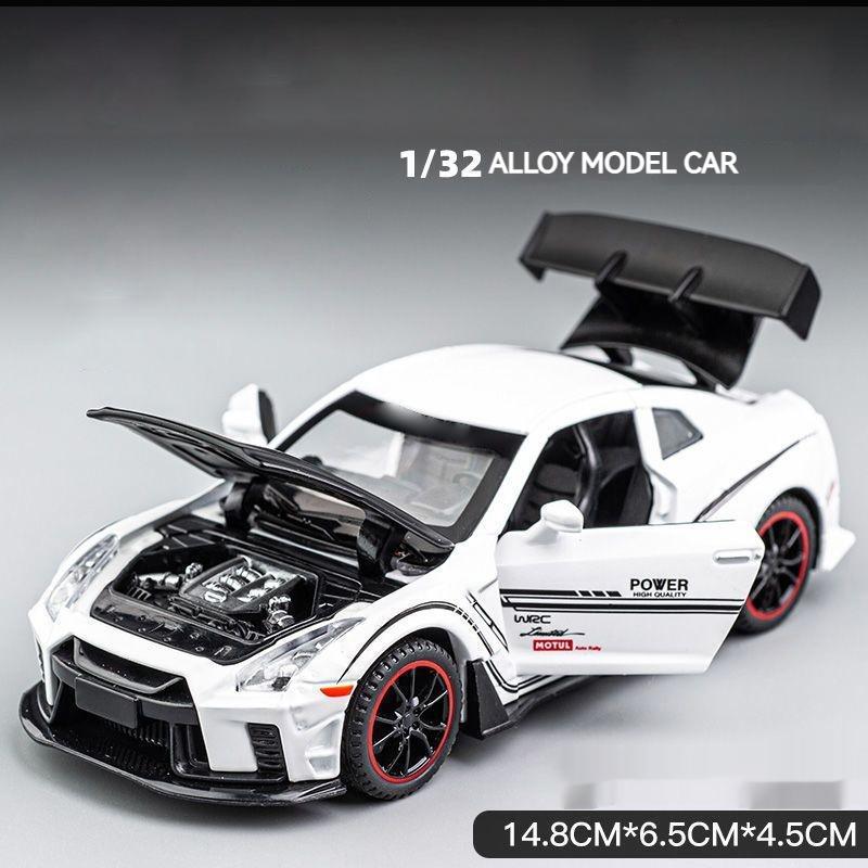 1:Масштаб 1:32 Спортивный автомобиль Nissan GTR R35 из сплава Литая модель Со звуком и светом Настольная коллекция Декоративный подарок Для мальчиков Дисплейный орнамент